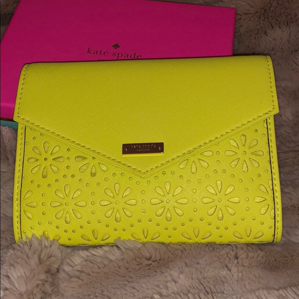 Small, bright yellow, envelope clutch or crossbody
